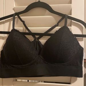 PINK Black padded bralette